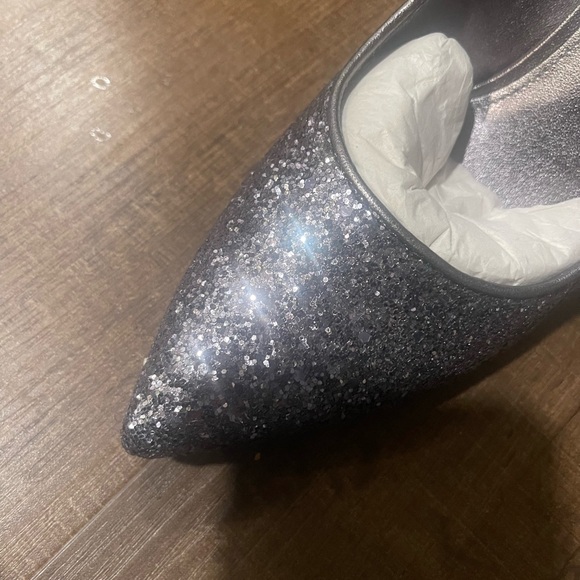 Michael Kors Sparkling Silver Claire Gunmetal Heels Pumps - Picture 8 of 8